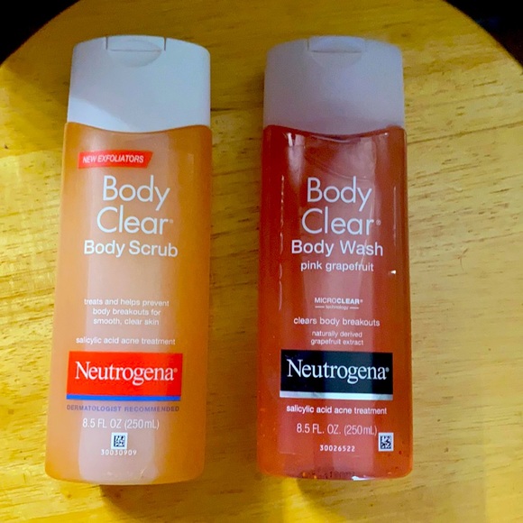 Neutrogena lot of 2 body clear body scrub & body wash pink grapefruit clear acne - Picture 1 of 5